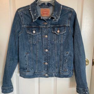 Levi’s Distressed Original Trucker Jean Jacket, Size Large